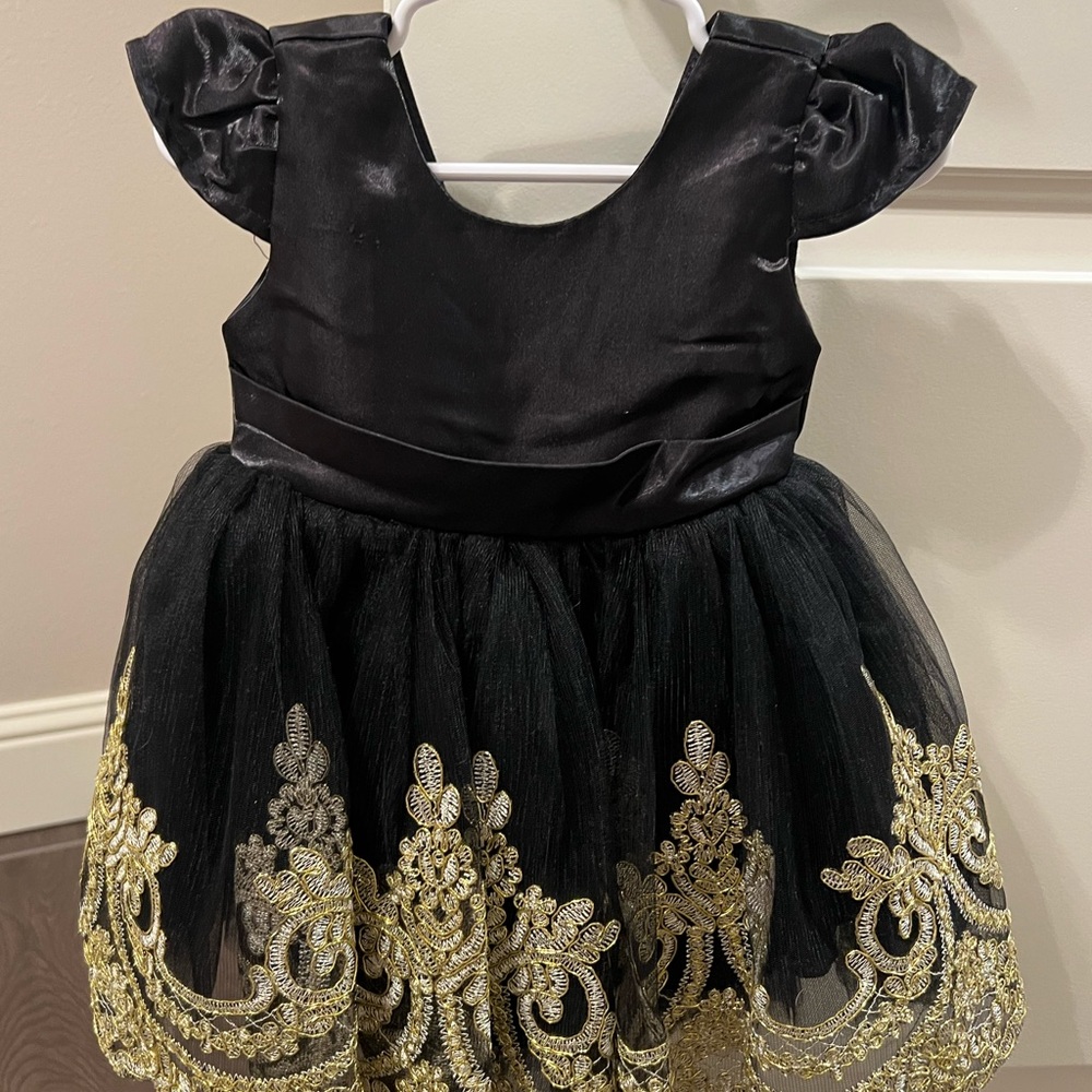 Elegant Black and Gold Kids Costume Dress
